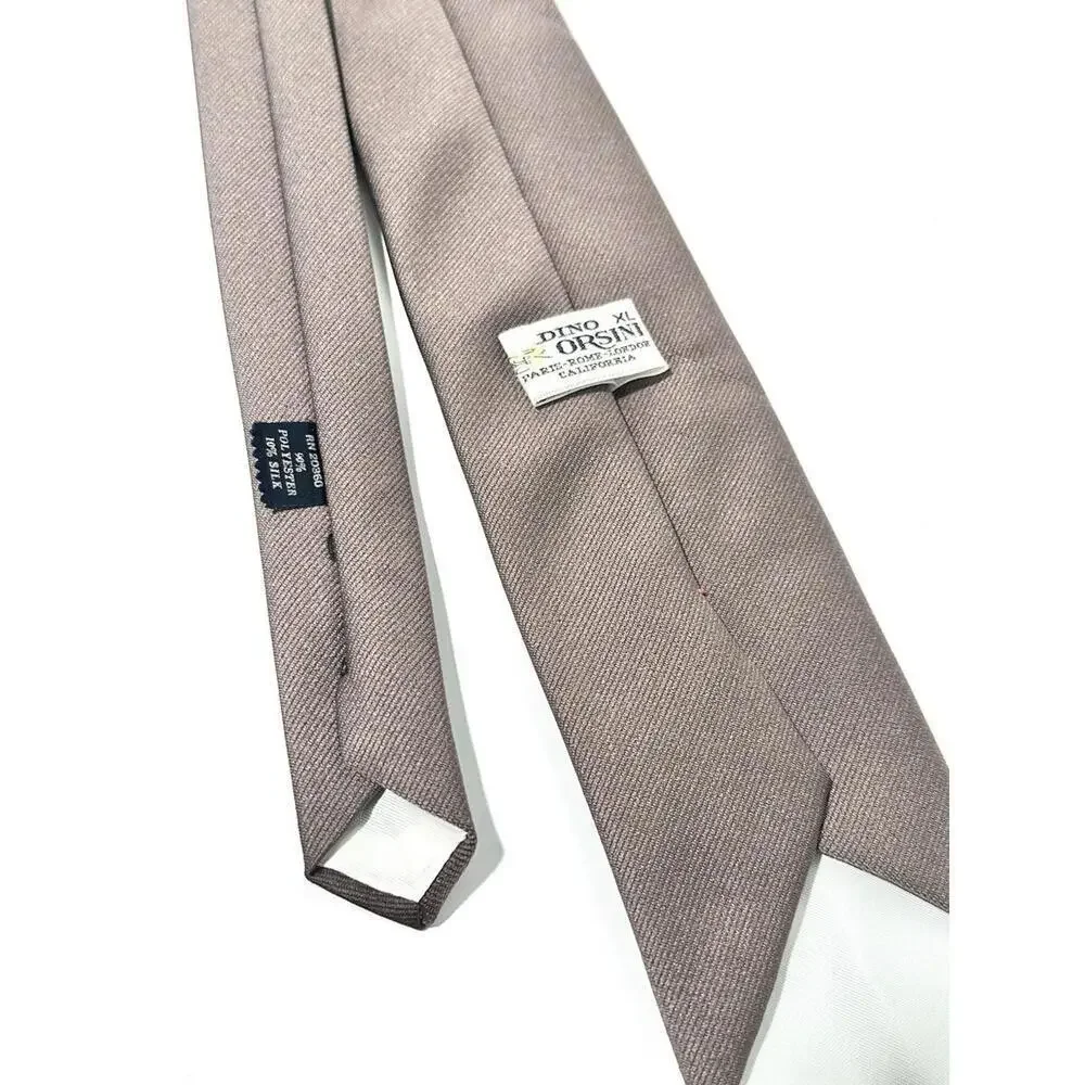 Vintage Dino Orsini Mens Tie Brown Necktie Size XL 90% Polyester 10% Silk